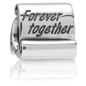 PANDORA Forever Together Scroll Charm Authentic Silver Romance Love Family